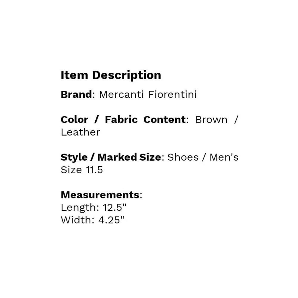 Mercanti Fiorentini measurements length